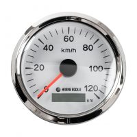 GPS-спидометр аналоговый 0-120 км/ч, белый циферблат, нержавеющий ободок, выносная антенна, д. 85 мм, Marine Rocket