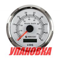 GPS-спидометр аналоговый 0-45 узлов, белый циферблат, нержавеющий ободок, выносная антенна, д. 85 мм, Marine Rocket (упаковка из 8 шт.)
