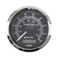 GPS-спидометр аналоговый 0-45 узлов, черный циферблат, нержавеющий ободок, выносная антенна, д. 85 мм, Marine Rocket