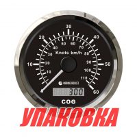 GPS-спидометр аналоговый 0-60 узлов, черный циферблат, нержавеющий ободок, выносная антенна, д. 85 мм, Marine Rocket (упаковка из 8 шт.)