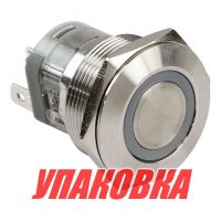 Кнопка без фиксации, подсветка белая, 12 В, д. 22 мм, Marine Rocket (упаковка из 10 шт.)