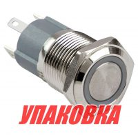 Кнопка без фиксации, подсветка синяя, 12 В, д.16 мм, Marine Rocket (упаковка из 10 шт.)