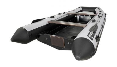 Лодка РИБ (RIB) RiverBoats RB 430, черно-серый, накладка на рундук, утка, защита киля, корпус графит