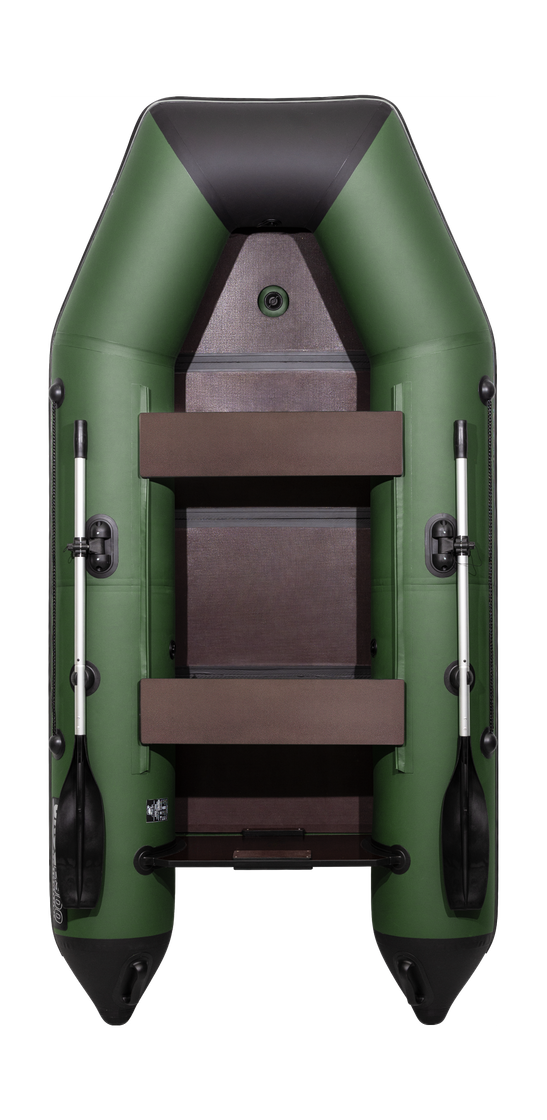 Надувная лодка ПВХ, АКВА 3200 слань-книжка киль, зеленый/черный