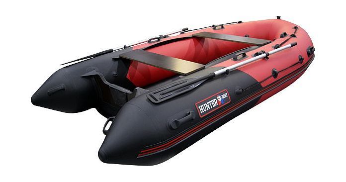 Надувная лодка ПВХ, Хантер 350 Про НДНД, красный/черный
