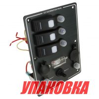 Панель бортового питания 3 переключателя, автоматы, разьём прикуривателя, розетка (упаковка из 5 шт.)