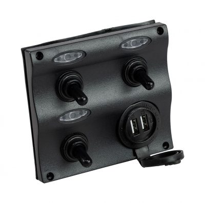 Панель бортового питания 3 переключателя, USB зарядка, индикация