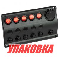 Панель бортового питания 5 переключателей, разъем прикуривателя, индикация, автоматы (упаковка из 2 шт.)