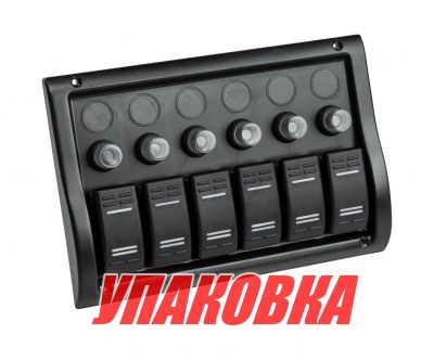 Панель бортового питания 6 переключателей, индикация, автоматы (упаковка из 6 шт.)