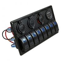 Панель бортового питания 8 переключателей, USB зарядка, розетка, вольтметр, прикуриватель