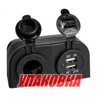 Панель с USB-разъемом 5в 2.1А и прикуривателем (упаковка из 10 шт.)