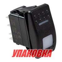 Переключатель трехпозиционный (ON)-OFF-(ON) 12В/20А 5р с подсветкой (упаковка из 10 шт.)