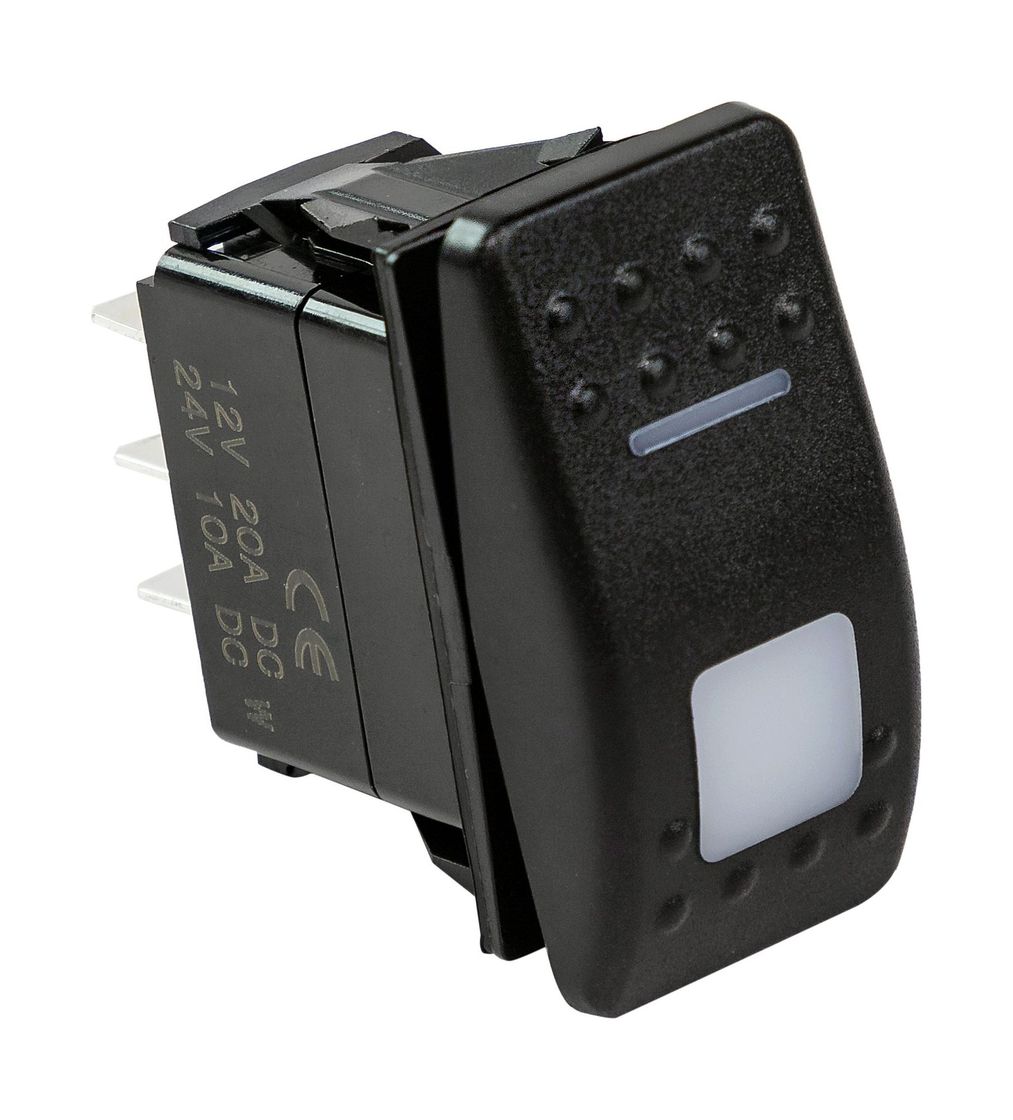 Переключатель трехпозиционный (ON)-OFF-(ON) 12В/20А 7р с подсветкой