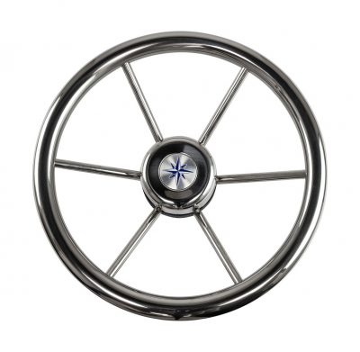 Рулевое колесо LEADER INOX нержавеющий обод серебряные спицы д. 320 мм