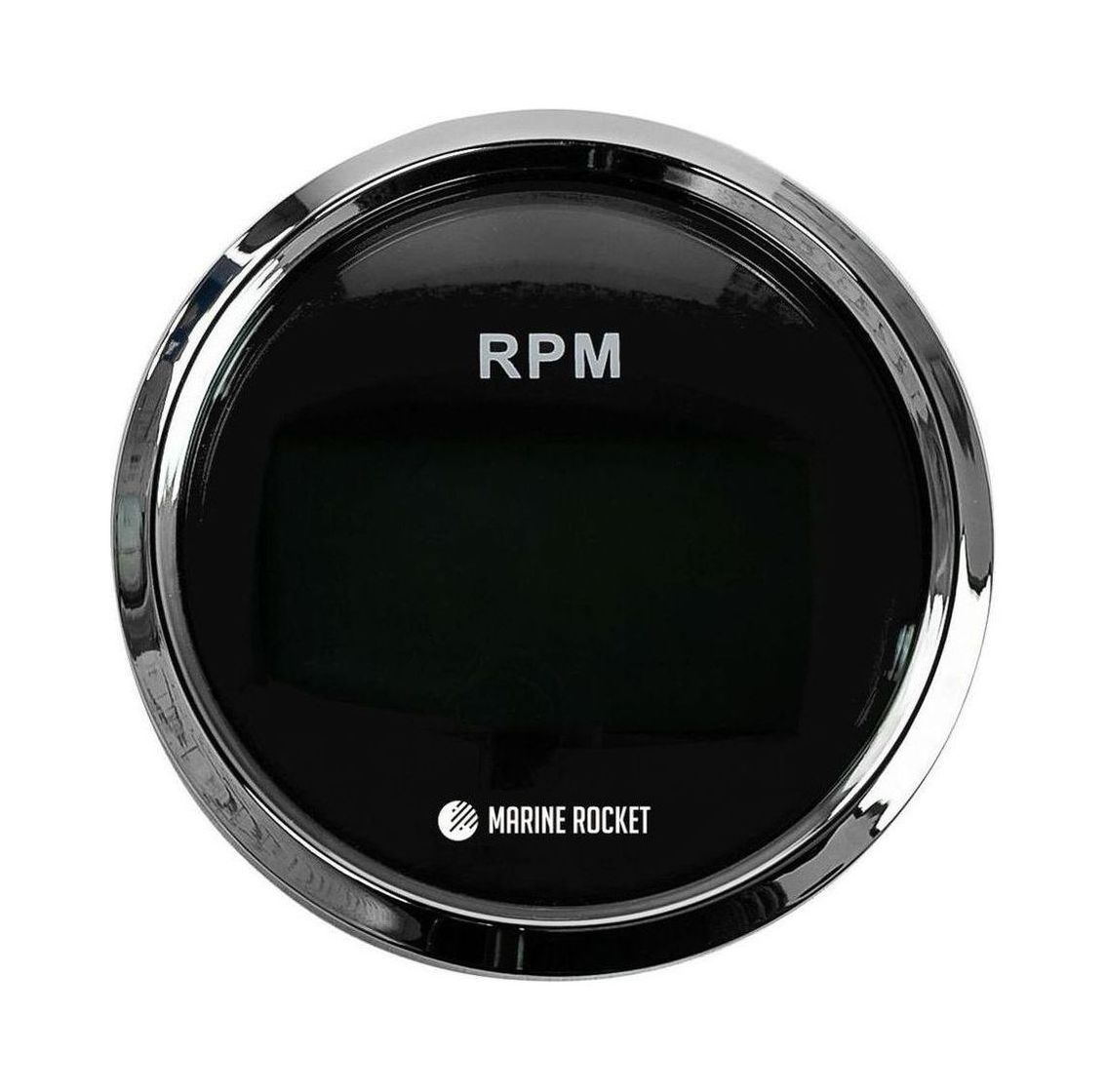 Тахометр 0-8000 об/мин со счетчиком моточасов делитель 1-10, черный циферблат, нержавеющий ободок, Marine Rocket