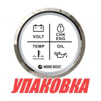 Указатель аварийной сигнализации двигателя, белый циферблат, нержавеющий ободок, д. 52 мм, Marine Rocket (упаковка из 8 шт.)