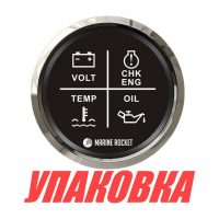Указатель аварийной сигнализации двигателя, черный циферблат, нержавеющий ободок, д. 52 мм, Marine Rocket (упаковка из 8 шт.)