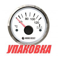 Указатель температуры двигателя 40-120 гр., белый циферблат, нержавеющий ободок, д. 52 мм, Marine Rocket (упаковка из 30 шт.)