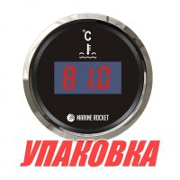 Указатель температуры двигателя цифровой 25-120 гр., черный циферблат, нержавеющий ободок, д. 52 мм, Marine Rocket (упаковка из 10 шт.)