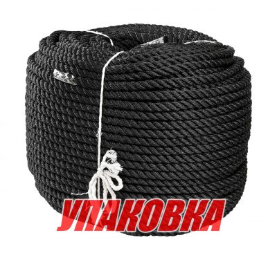 Веревка якорная 3-прядная d12мм, L150м, черный, Marine Rocket (упаковка из 2 шт.)
