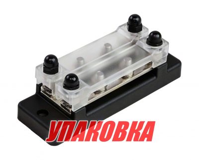 Колодка распределительная электромонтажная с защитной крышкой, 2 планки по 2 контакта (упаковка из 2 шт.)