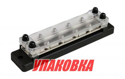 Колодка распределительная электромонтажная с защитной крышкой, 2 планки по 4 контакта (упаковка из 4 шт.)
