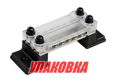 Колодка распределительная электромонтажная с защитной крышкой, 2 планки по 6 контактов (упаковка из 2 шт.)