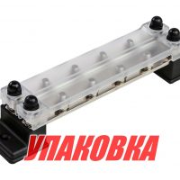 Колодка распределительная электромонтажная с защитной крышкой, 2 планки по 6 контактов (упаковка из 4 шт.)