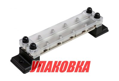 Колодка распределительная электромонтажная с защитной крышкой, 2 планки по 6 контактов (упаковка из 4 шт.)