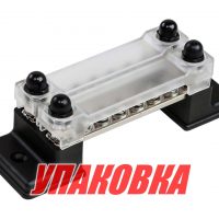 Колодка распределительная электромонтажная с защитной крышкой, 2 планки по 6 контактов (упаковка из 4 шт.)
